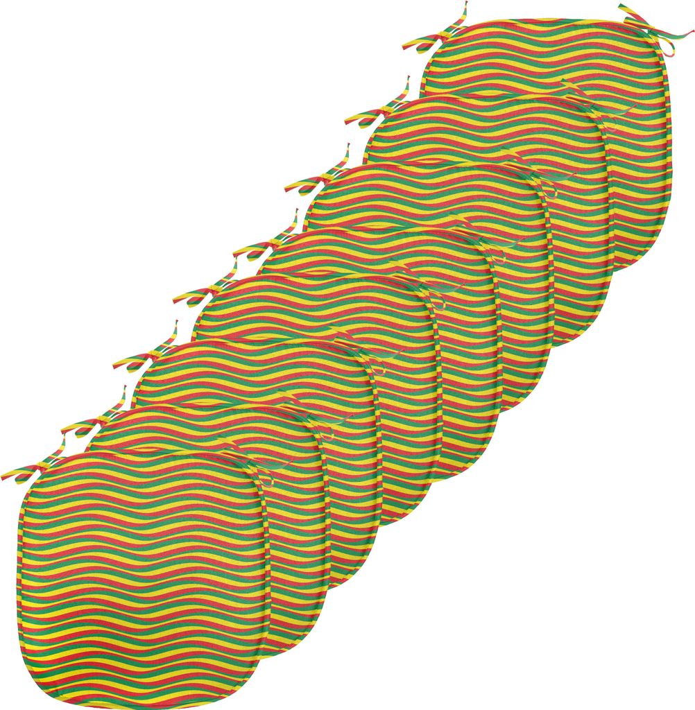 ABAKUHAUS Rasta Polster für Esszimmerstühle, Ethiopian gewellte Streifen, Dekoratives wasserfestes Kissen mit Riemen für Küchensitze, 40 cm x 4...