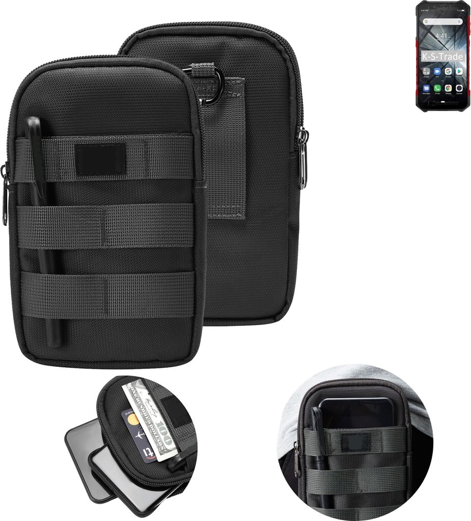K-S-Trade Holster Gürtel Tasche kompatibel mit Ulefone Armor X3 Handy Tasche Schutz Hülle dunkel-grau viele Fächer, 1x