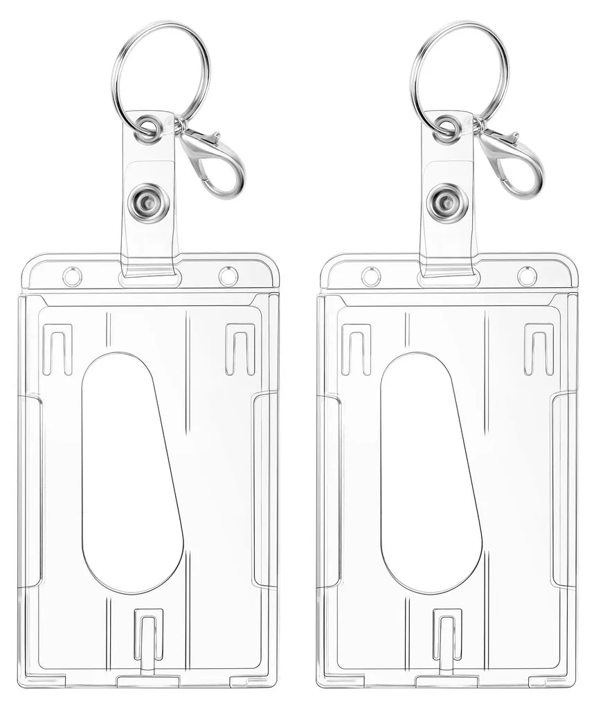 Porte-Badge d'Identification Transparent Rigide Lot de 2 pour Bureau