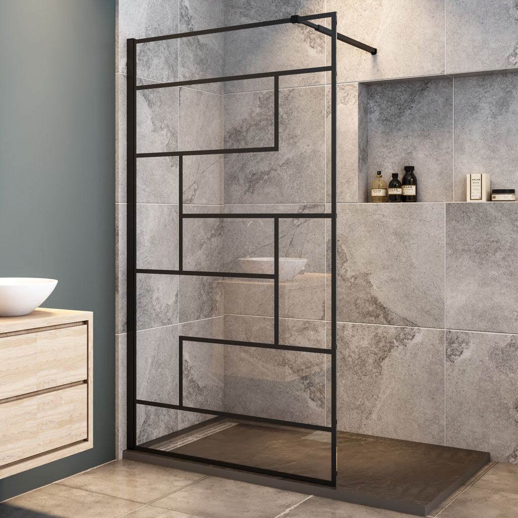 8mm Schwarz unregelmäßige Form Duschwand für Garten & Heimwerken Baumarkt Badausstattung Duschen Duschzubehör Duschabtrennungen 