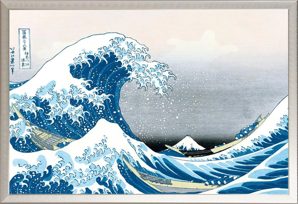 Quadro Grande Onda di Kanagawa Shinsuke® Cornice Alluminio Argento