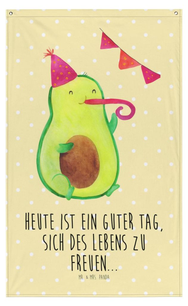 Mr. & Mrs. Panda Wandbild Avocado Party - Gelb Pastell - Geschenk, Geburtstag, Wandteppich, Textil, Glücklich, Bildteppich, Schulabschluss, Happy ...