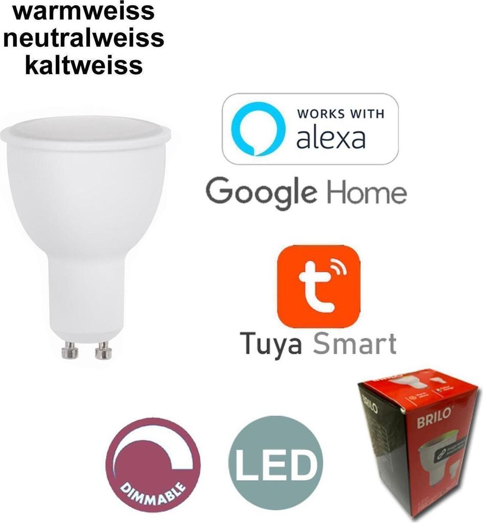 Leuchtmittel Briloner GU10 4,5 Watt CCT Smart Home App + Sprachsteuerung