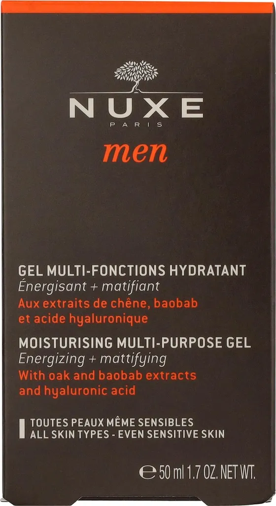 Gel Visage Hydratant Homme Nuxe Men 50ml - Soin Énergisant et Matifiant