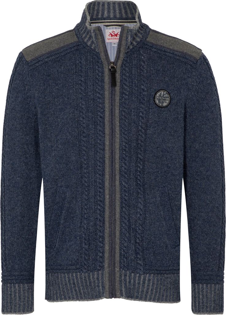 Erato Herren Trachten Wolljanker Strickjacke Jacke Trachtenjacke aus Schurwolle, Größe:58/3XL, Farbe:Dunkelgrau