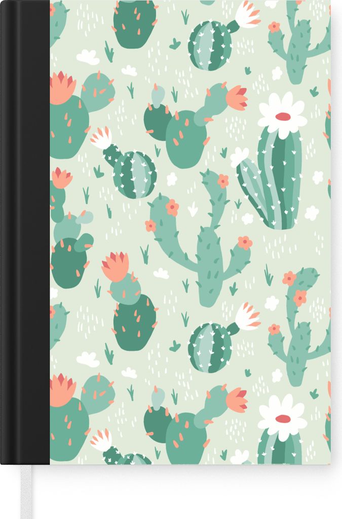 MuchoWow Notizbuch Tagebuch Haushaltsbuch Notebook A5 Kaktus - Muster - Blume - Notizblock - Notizheft - Notebook - Schreibblock - Papier