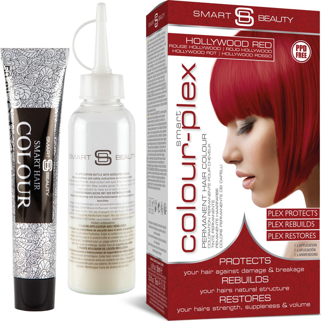 Smart Beauty Hollywood Rot permanentes Haarfärbemittel mit Plex Anti-Haarbruch-Technologie, vegan, ohne PPD, ohne Tierversuche