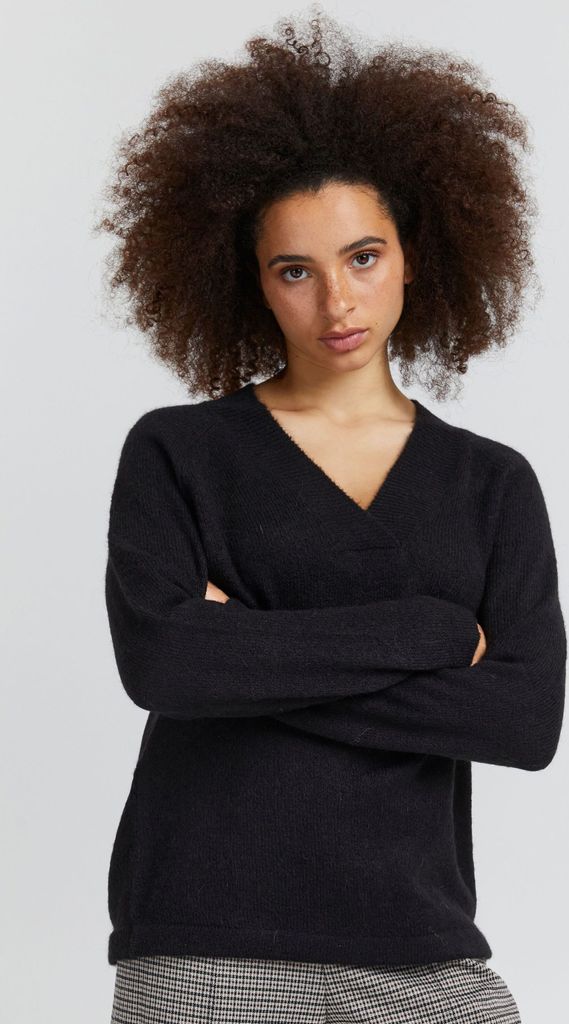 ICHI IHKAMARA V LS Damen Strickpullover Feinstrick Pullover Strickpullover mit V-Ausschnitt Slim-Fit