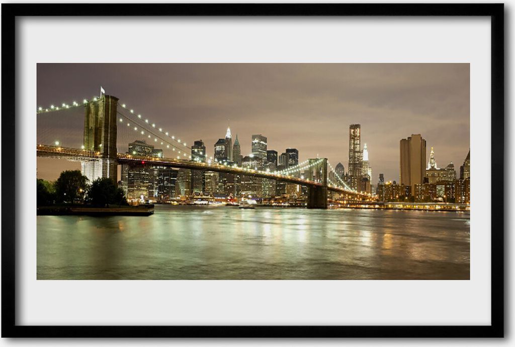 Bild 60x40 MDF-Rahmen Wandkunst Bridge City Architektur