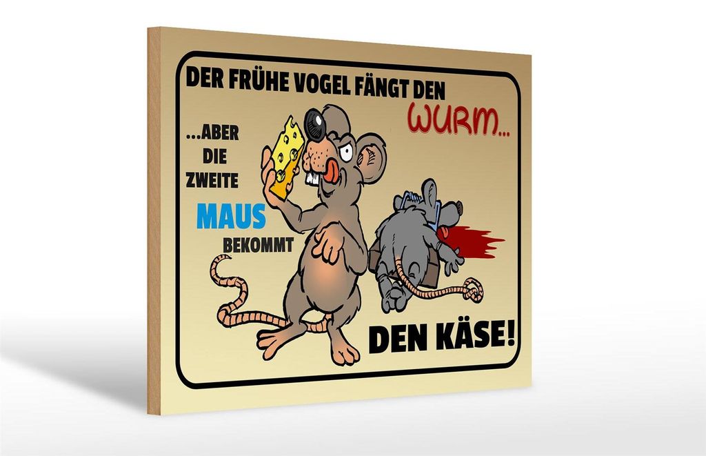 Holzschild Spruch 30x20cm der frühe Vogel fängt den Wurm