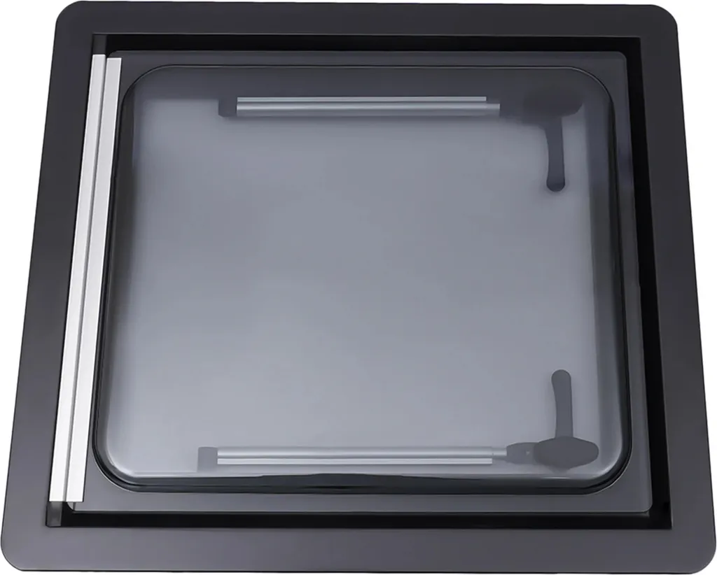 Lanterneau anti-condensation en alu noir, ouverture 70° grand confort