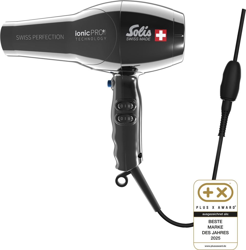 Solis Haartrockner, 2300 W, Ionen, 5 Stufen + Kaltstufe, 50% mehr Luftdruck