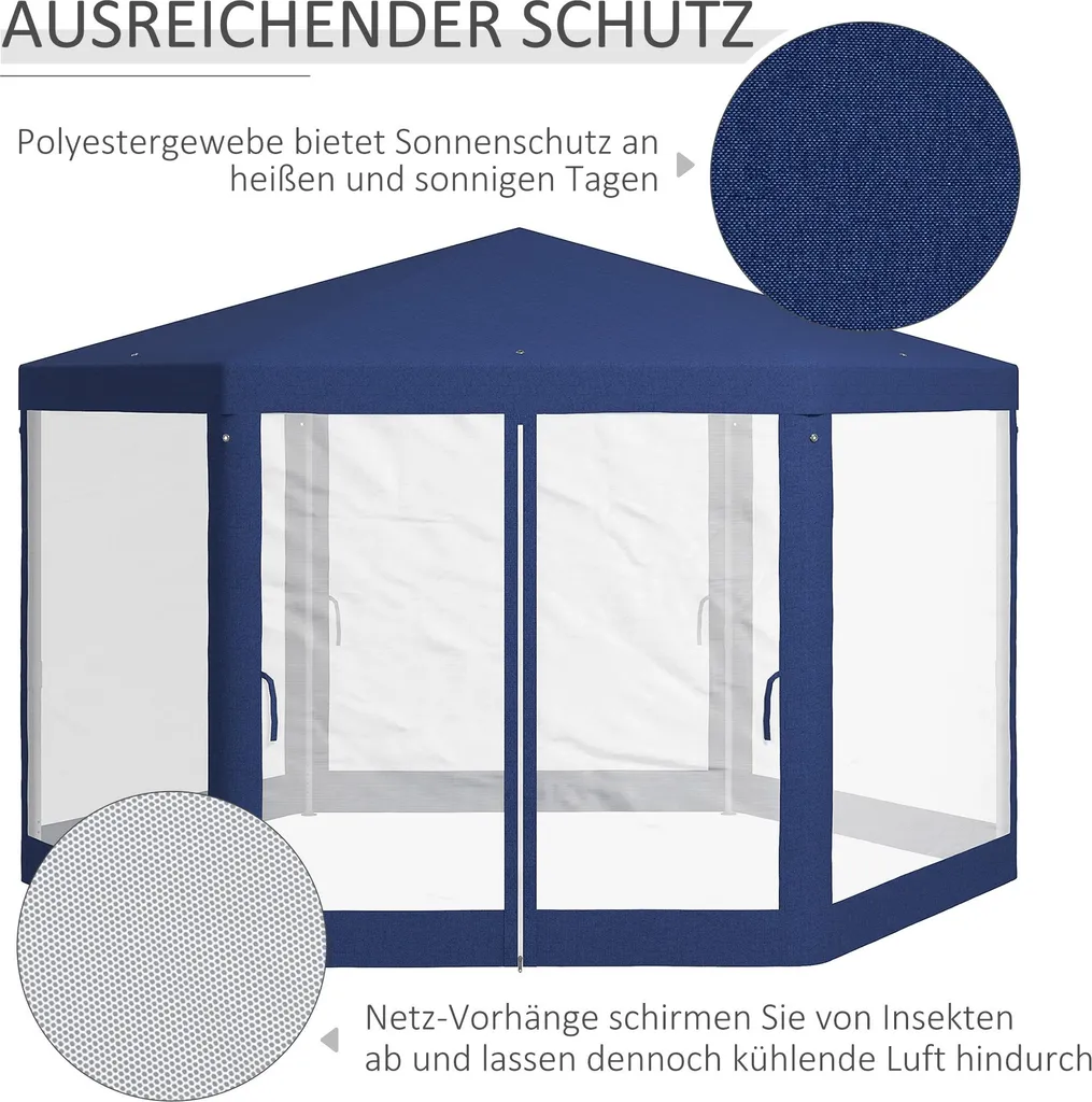 Pavillon de Jardin Anti-Insectes 4x3m - Abri de Réception Stable Bleu - 4