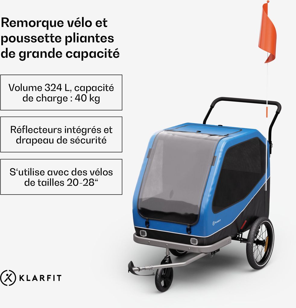 Klarfit Goldie Stroller remorque de vélo pour chiens, Image du produit 