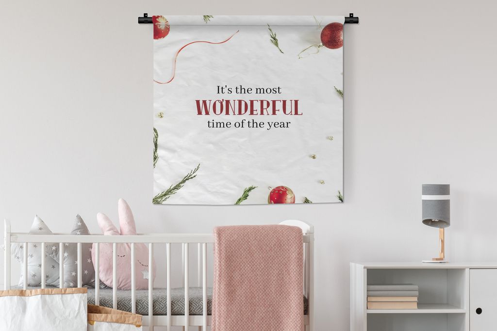 MuchoWow Wandteppich Wandbehang Weihnachten - Winter - Zitat 90x90 cm Tapisserie Dekoration Wandtuch - Wandaufhänger