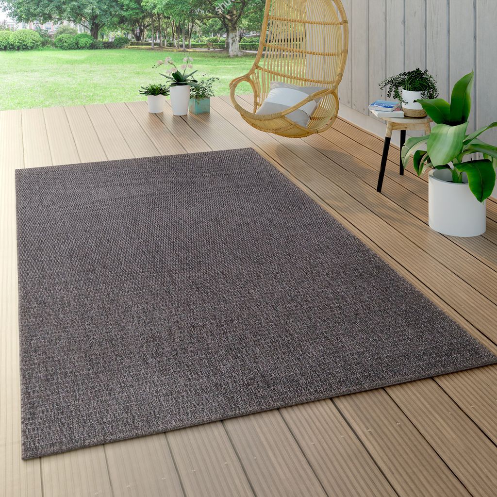 Outdoor Teppich Sisal Optik Wetterfest Natur Muster Einfarbig Modern Grösse 120x170 cm