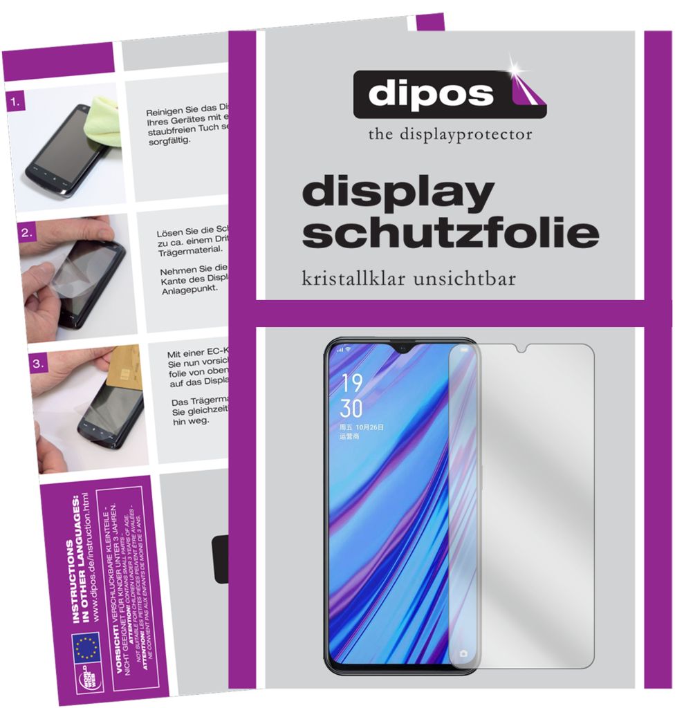 6x Schutzfolie für Oppo A9x klar Displayschutzfolie Folie Display Schutz dipos