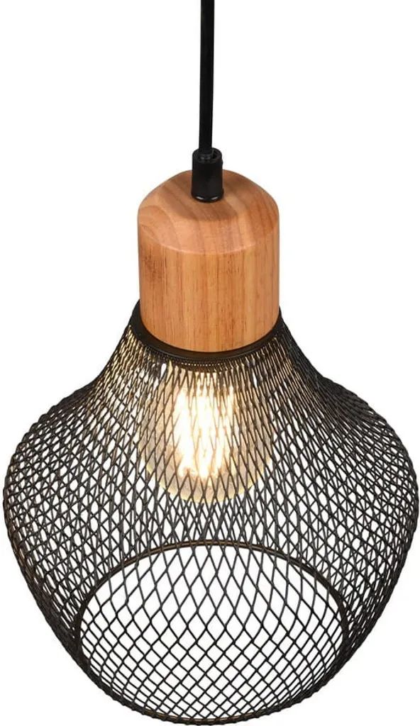 Lampada Sospensione VALERIA Nero RL R31281032 | Design Metallo e Legno