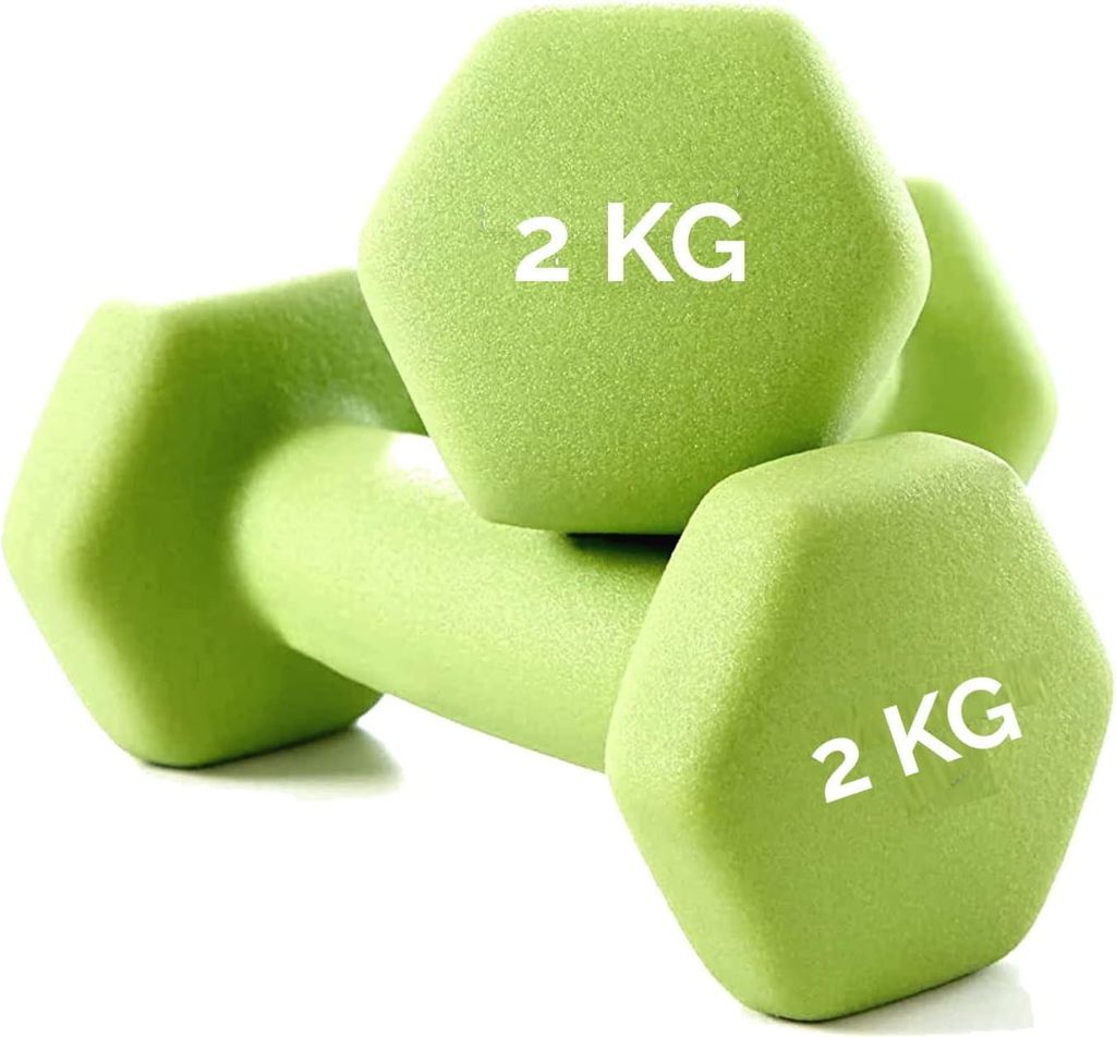 DUMBBELLS WEIGHT Hantelscheiben aus Neopren ideal für Functional Fitness Übungen (2 x 2 kg)