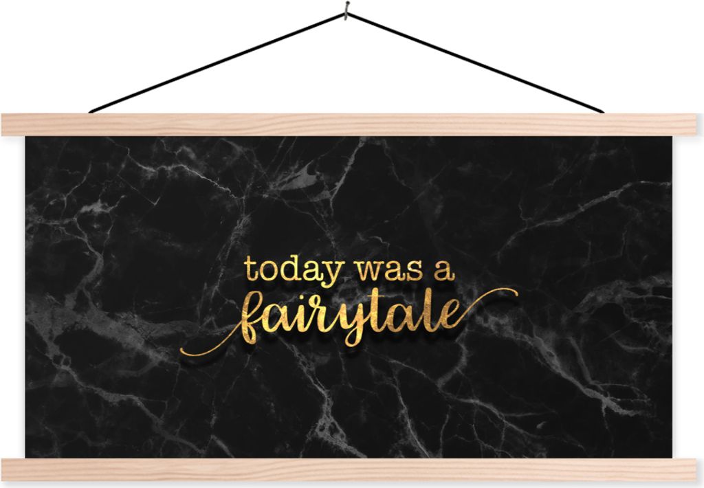 MuchoWow Textilposter Zitate - Sprichwörter - Gold - Marmor 60x30 cm mit holzfarbenen Rahmen - Dekoration