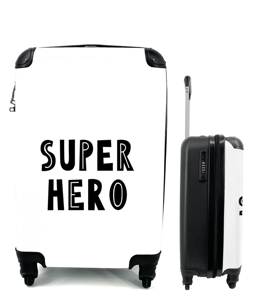 MuchoWow Koffer Handgepäck Trolley Rollkoffer Kleine Reisekoffer mit 4 Rollen - Jungen - Zitate - Superheld - Kind - Sprichwörter - Cabin Size ...