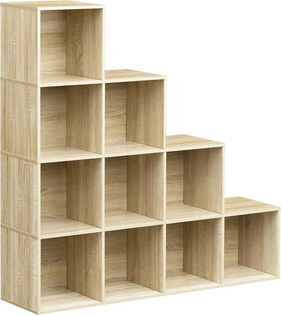 Bibliothèque Cube en L Chêne Clair 5 Niveaux - Étagère 120x120x30 cm