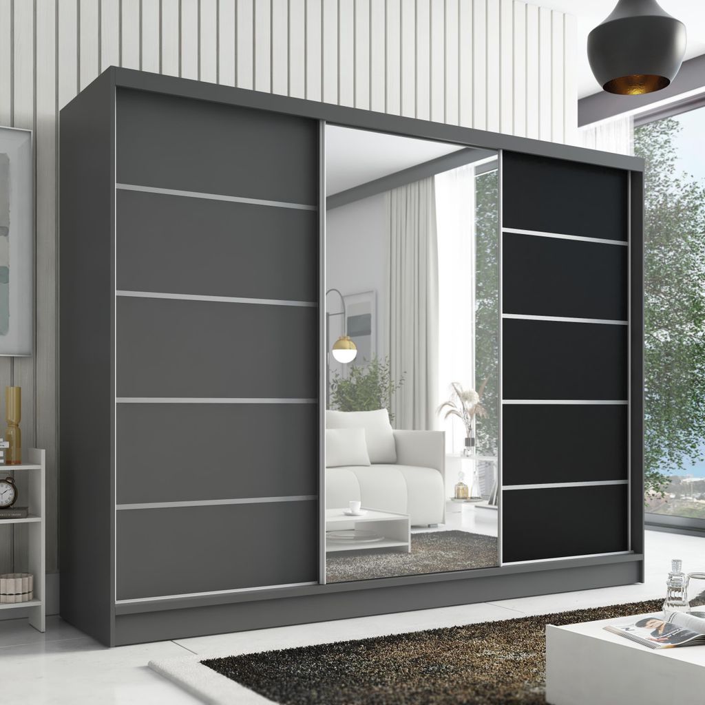 Schwebetürenschrank AURELIA 1 Schwebetürenschrank AURELIA 2 200 cm mit Spiegel, 3 Türen, 3 Schubladen