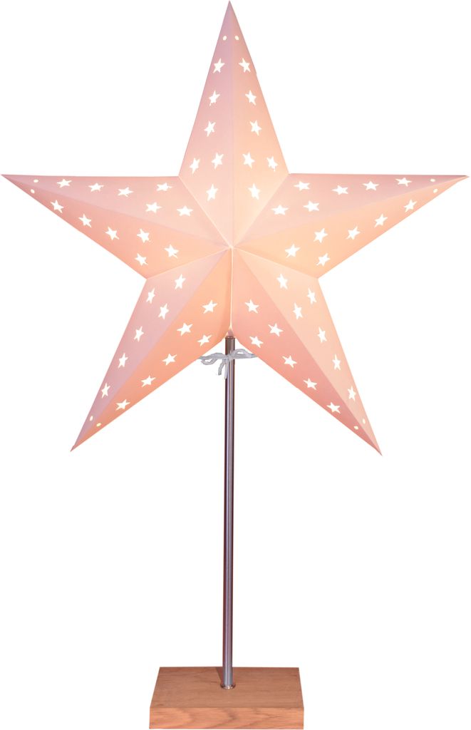 Best Season Standleuchte "Star" Materal: Metall/Holz/Papier, ca. 67x43cm, Farbe: beige/eich, 233-05