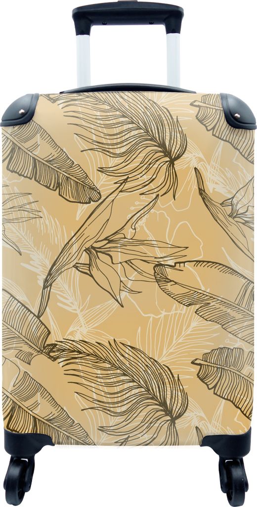 MuchoWow MuchoWow Koffer Handgepäck Trolley Rollkoffer Kleine Reisekoffer mit 4 Rollen - Blätter - Sommer - Tropisch - Hawaii - Cabin Size < ...