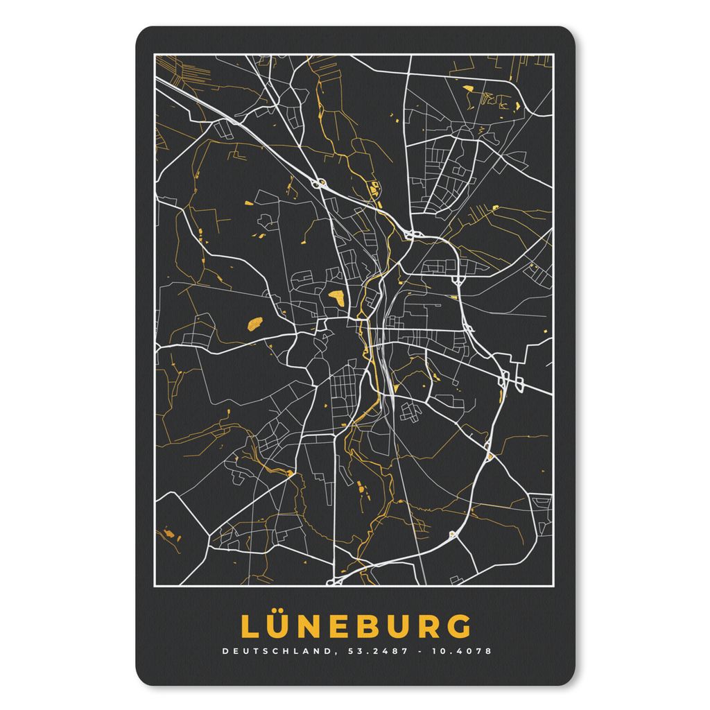 MuchoWow Mauspad Mousepad Gold - Deutschland - Karte - Stadtplan - Lüneburg 18x27 cm - Mousepads - Maus Mat - Pad - Mausunterlage