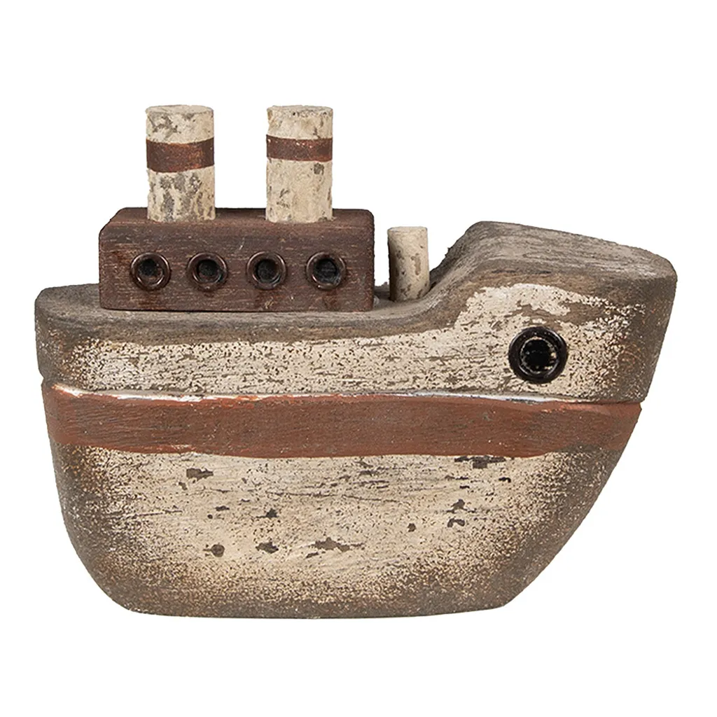 Petit Bateau de Décoration en Bois Naturel 12 cm Finition Artisanale