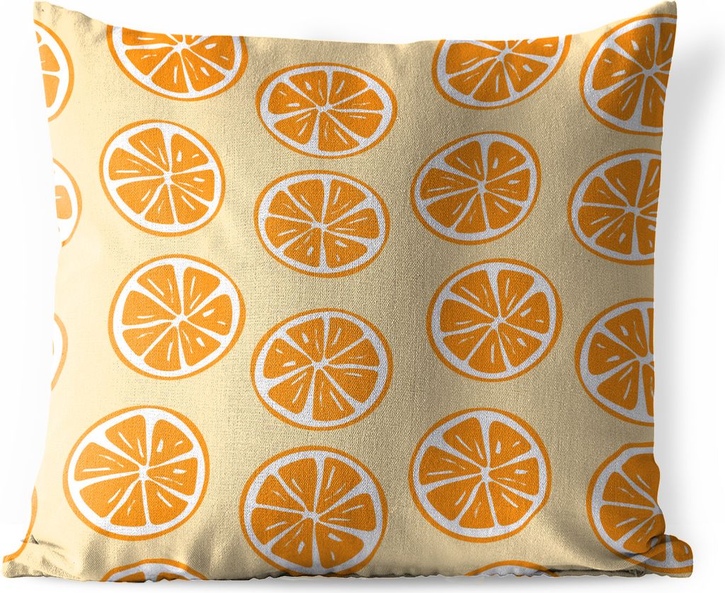 MuchoWow Outdoor Kissen - Obst - Orange - Tropisch - 50x50 cm - Wetterfest - Lounge Kissen - Komfortabel - Kissen mit Bild