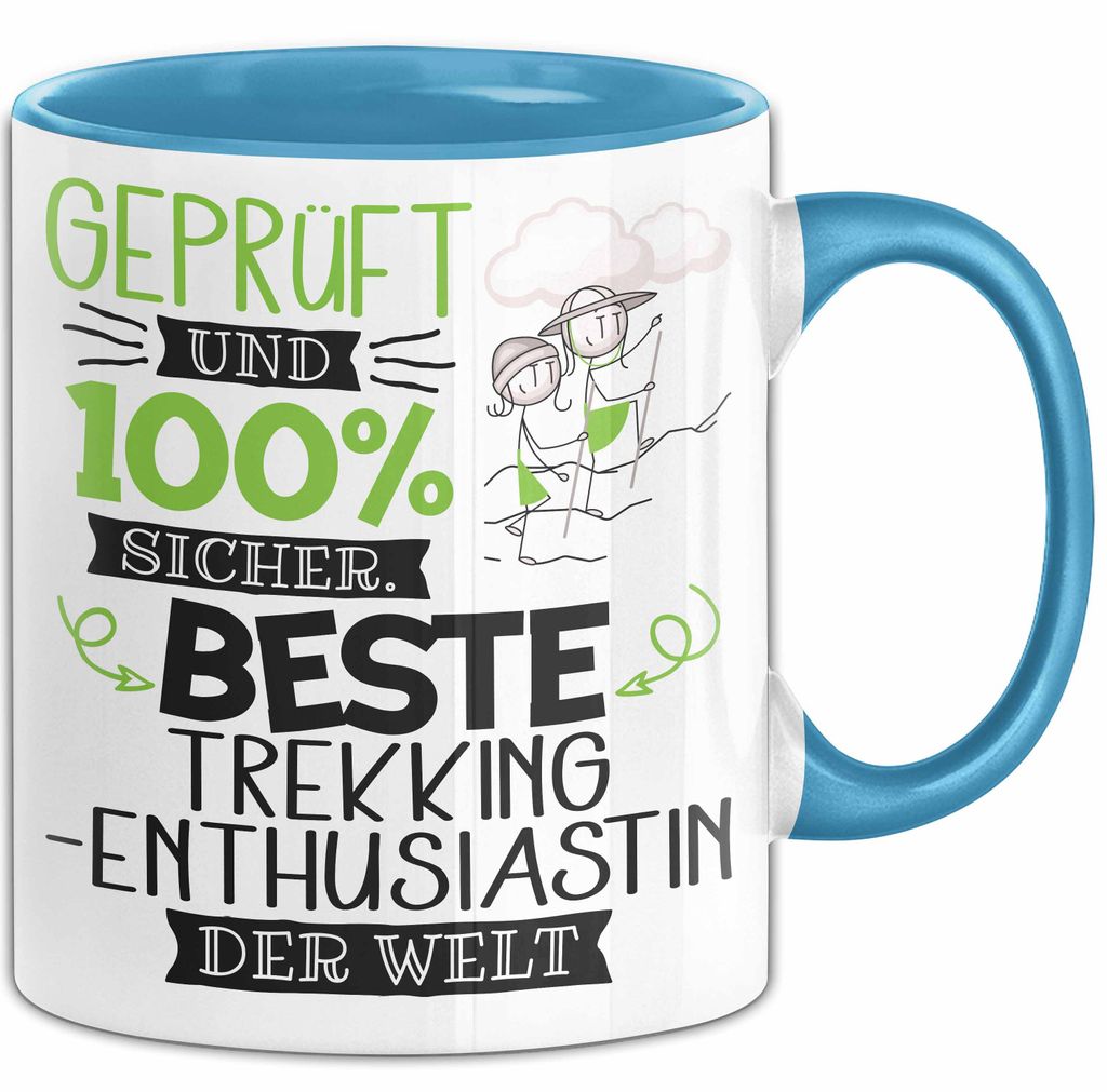 Beste Trekking-Enthusiastin Der Welt Tasse Geschenk für Eine Trekking-Enthusiastin Und Sicher Geschenkidee Geburtstag Weihnachten (Blau)