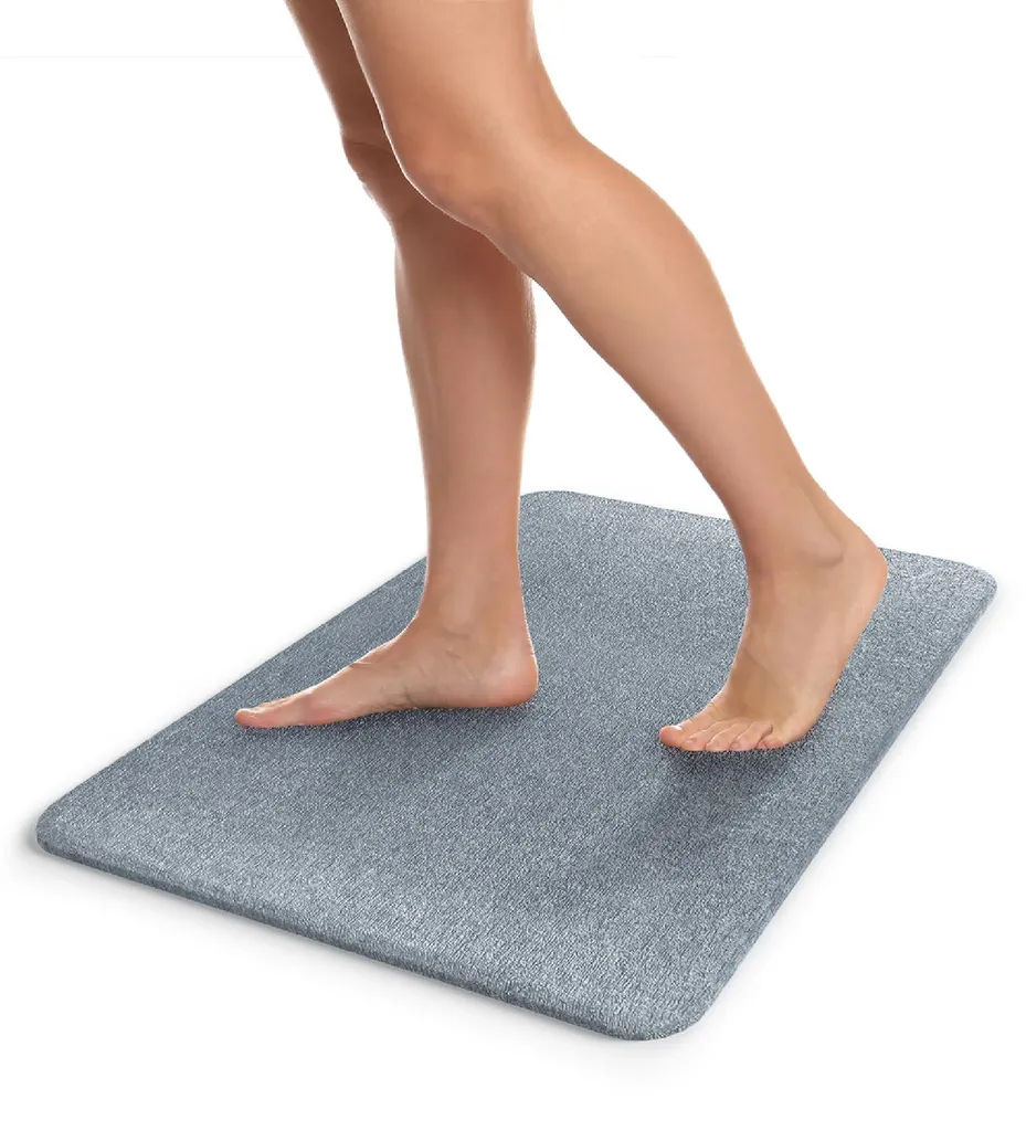 Tapis de bain en pierre de diatomite 60x39 cm - Kieselguhr gris naturel