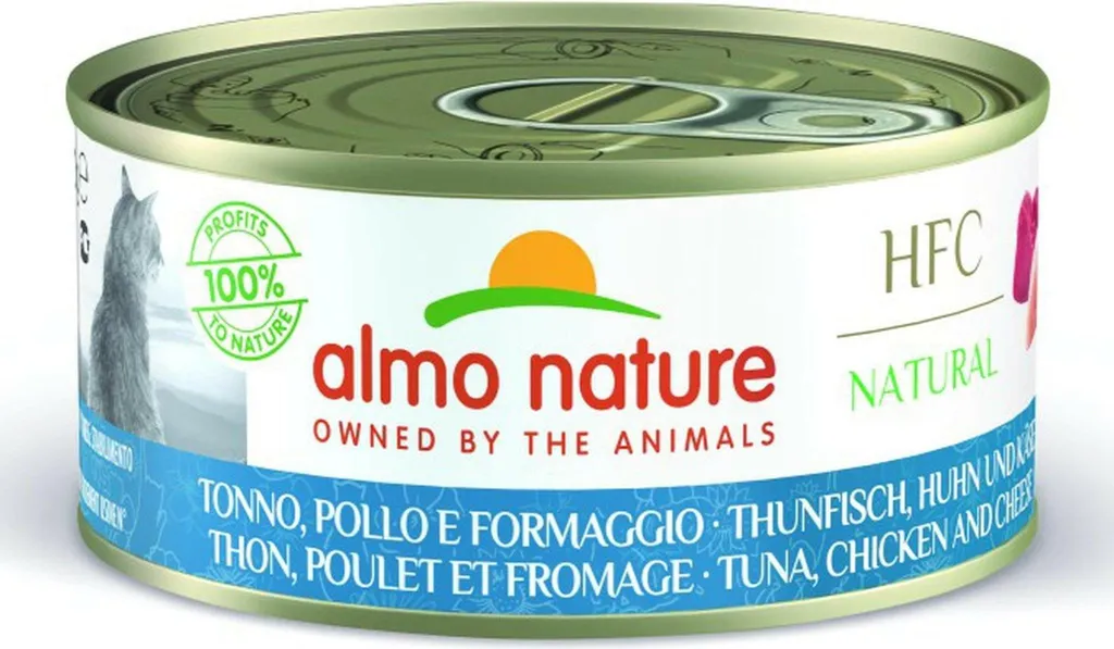 Almo Nature HFC Natural Thon Poulet Fromage 24x150g pour Chat Difficile
