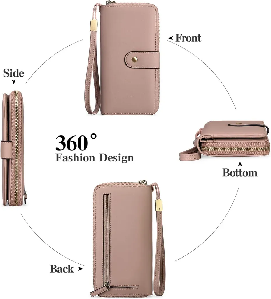 Portafoglio Donna Grande Medio Portafoglio Donna Portafoglio Donna in pelle Grande capacità - con protezione RFID - con 14 scomparti per carte e tasca per il resto - 4