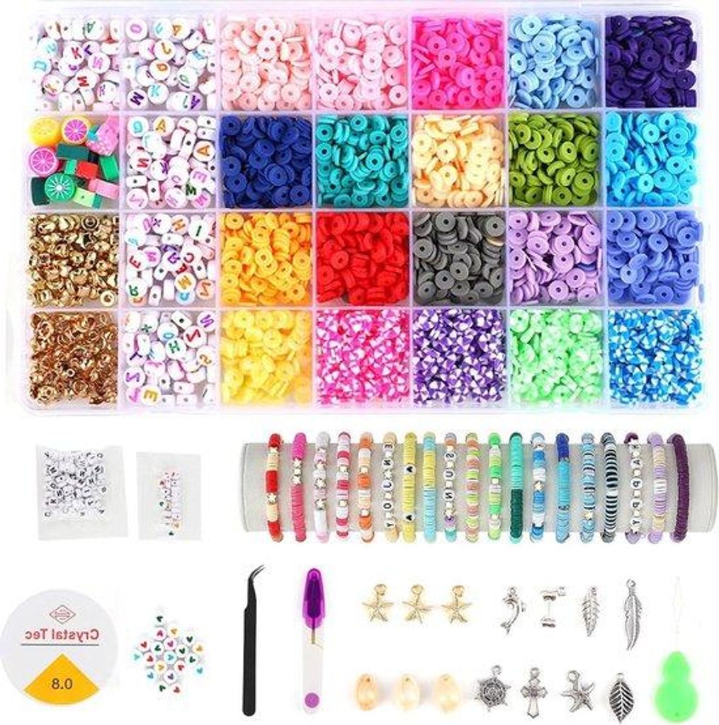 Kralen für Armbänder herstellen 2400 Stück - 6 mm - 20 Farben - DIY Schmuck herstellen