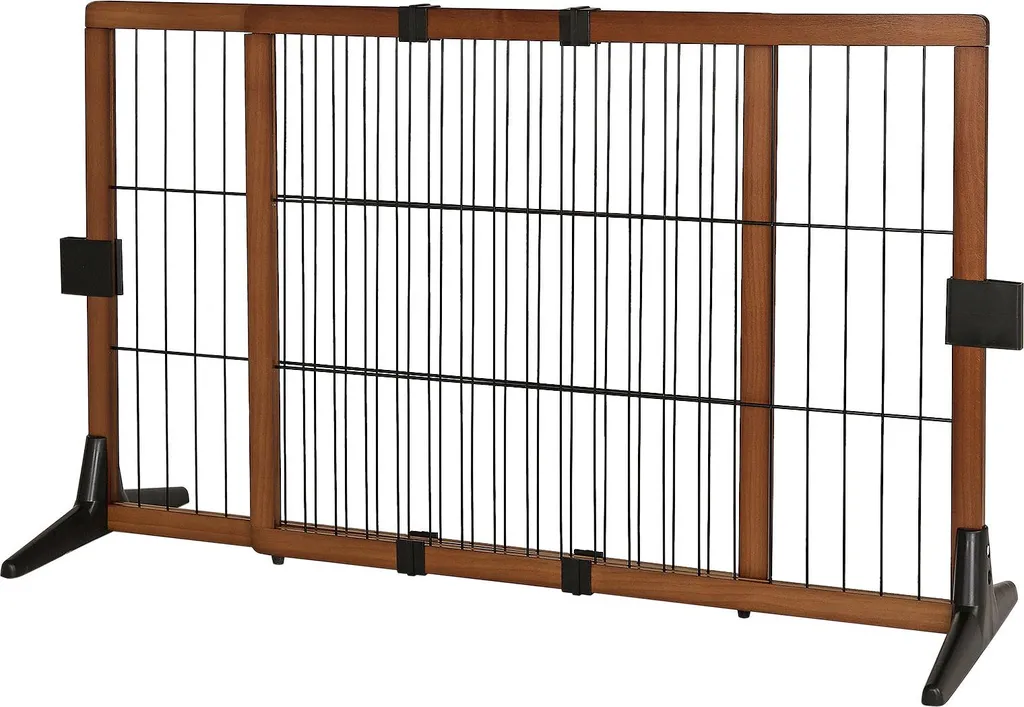 lionto Protezione Cani 70 cm - Barriera Estensibile Legno Pino Marrone