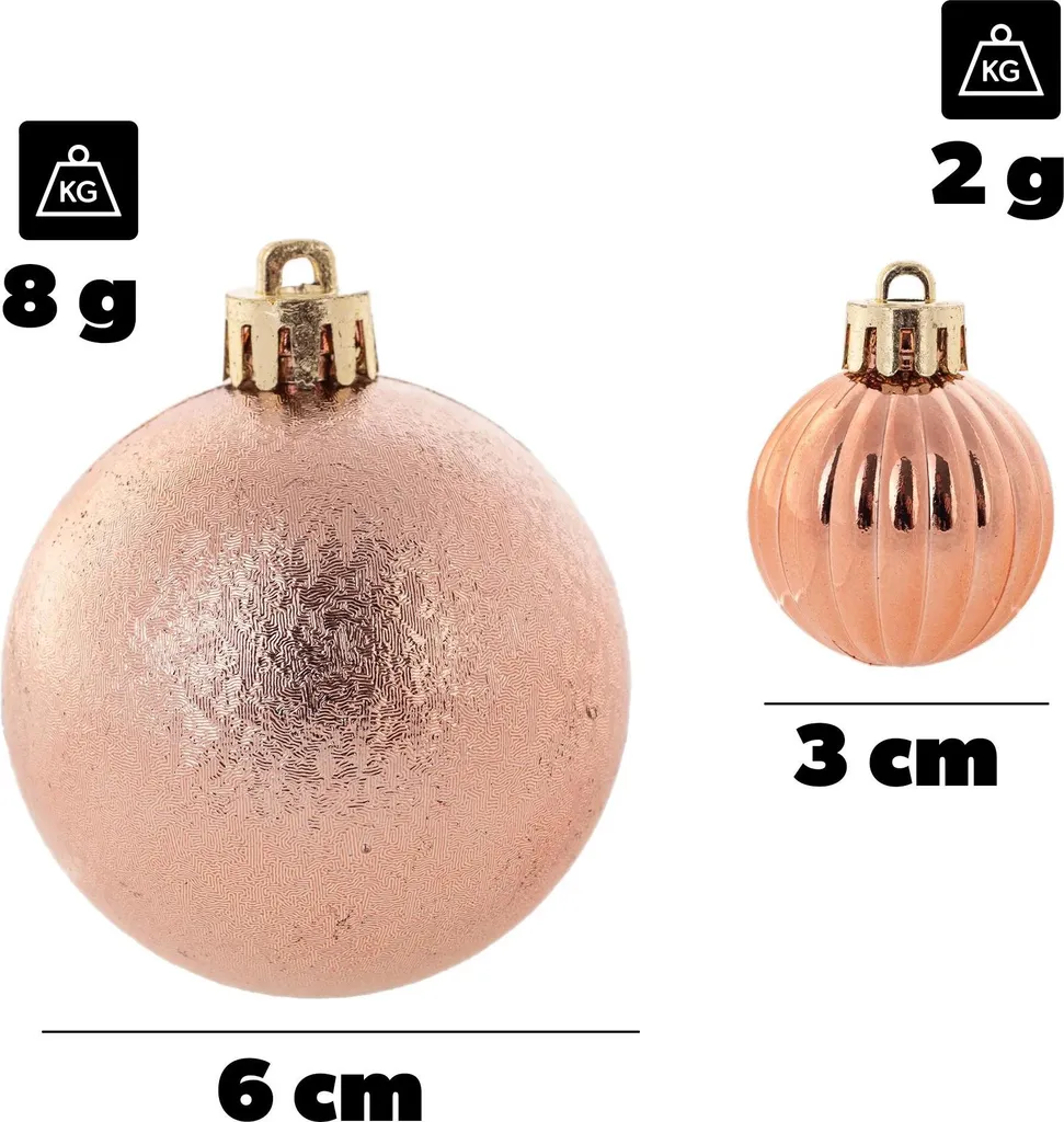 Boules de Noël Set de 44 Pièces Incassables - Décoration Sapin Rouge