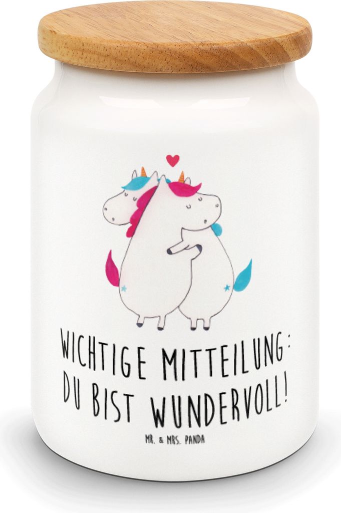 Mr. & Mrs. Panda Dose Einhorn Mitteilung - Weiß - Geschenk, behälter, Partner, Unicorn, tee, Keksdose, Vorratsbehälter, bonbondose, Valentinstag...