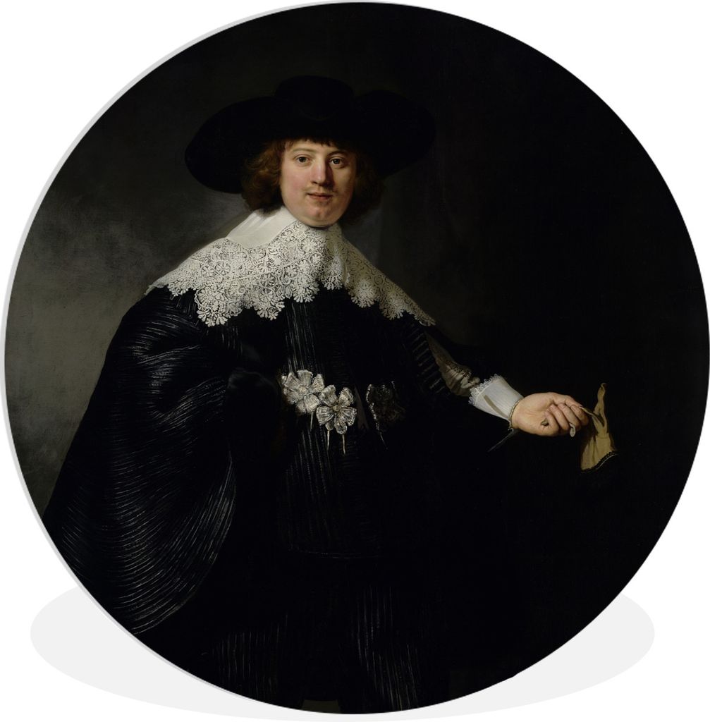 MuchoWow Rundes Wandbild - Runde Bilder Das Hochzeitsbildnis von Marten Soolmans - Rembrandt van Rijn Ø 90 cm Kreis Wanddekoration Kunststoff - ...