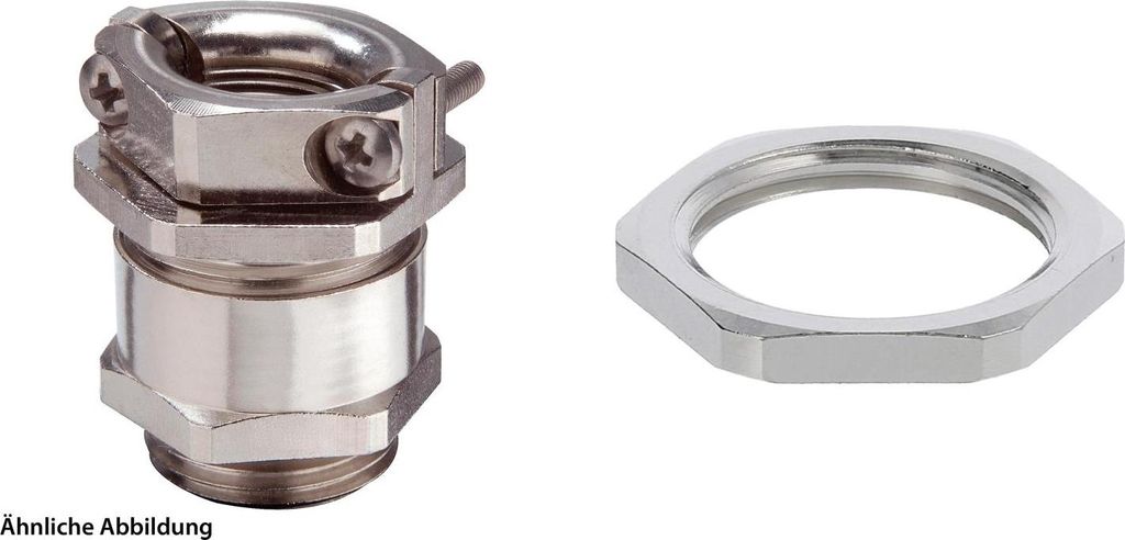 WISKA DIN-Verschraubung mit Doppelbügel Zugentlastung und Gegenmutter M20x1,5 Messing (CuZn) vernickelt Gewindelänge