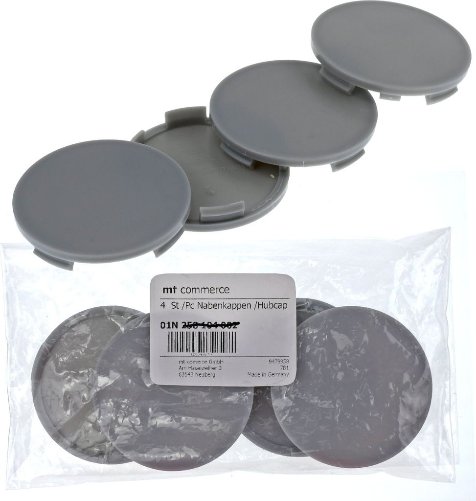 4X 63,5mm Nabenkappen Felgen Deckel Kappen Grau Flach Produktbild 