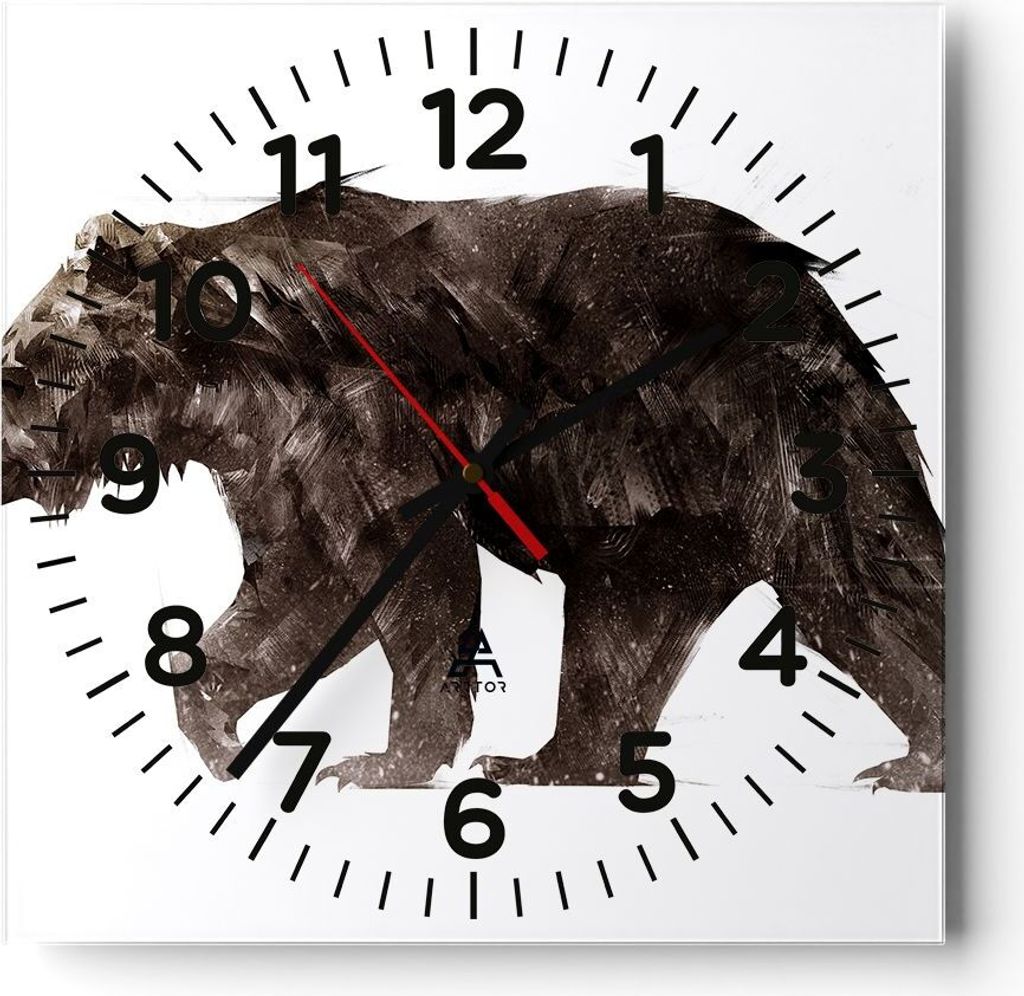 Wanduhr - Quadrat - Glasuhr - Tier Abstraktion - 40x40cm - Schleichendes Uhrwerk - Lautlos - zum Aufhängen bereit - Dekoration Modern - Wanddekora...