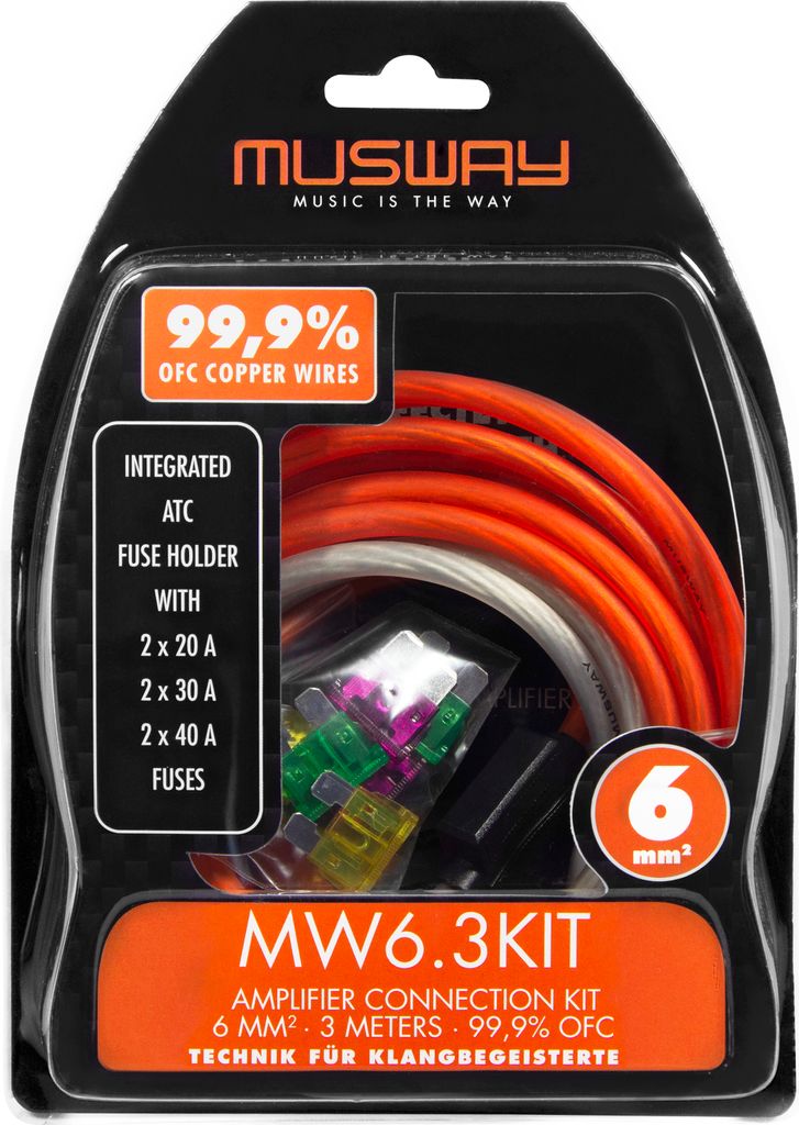 Musway MW6.3KIT, Kupfer, 3 m, Schwarz, Orange Produktbild 