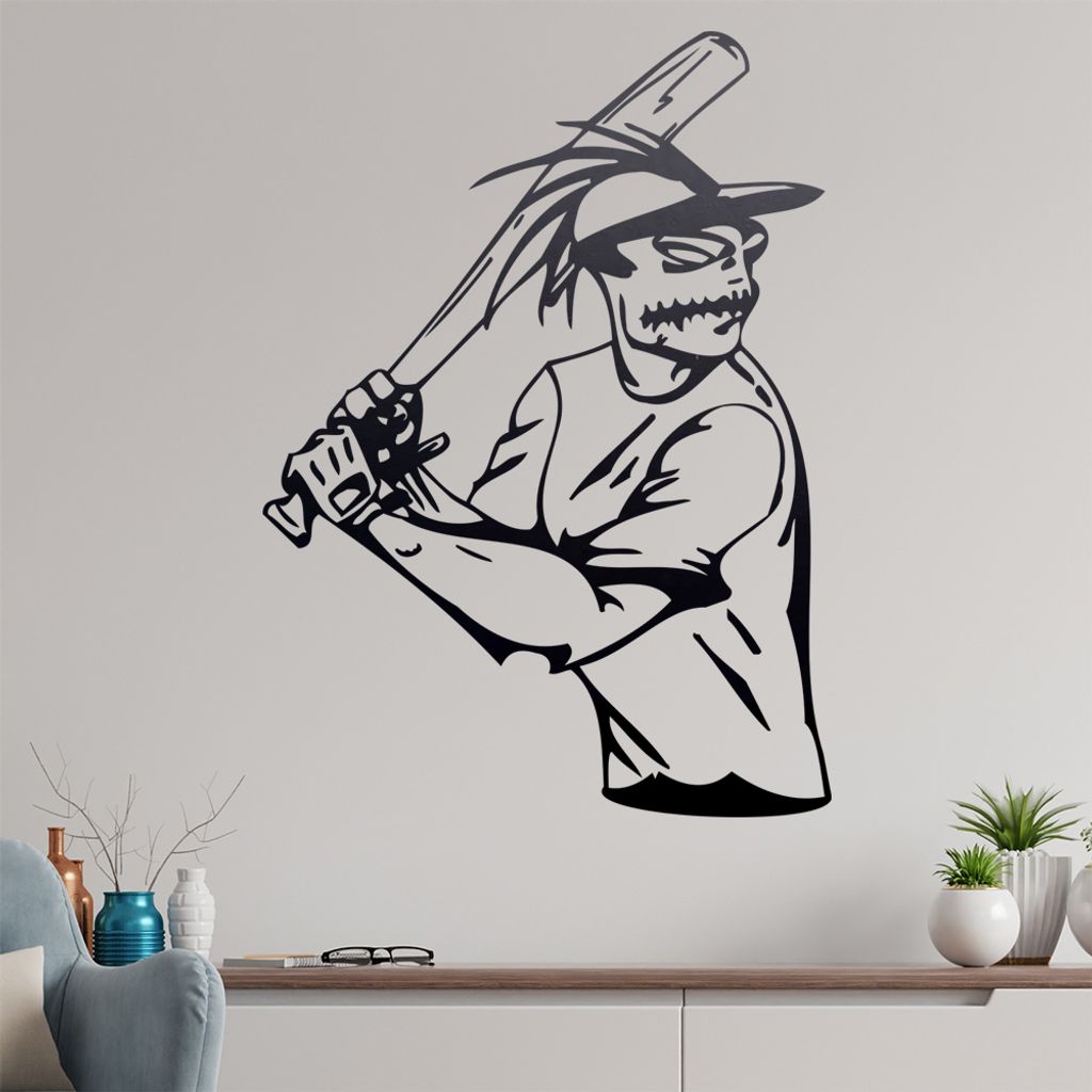 Baseball Spieler Wandtattoo in 6 Größen - Wandaufkleber Wall Sticker - Dekoration, Küche, Wohnzimmer, Schlafzimmer, Badezimmer