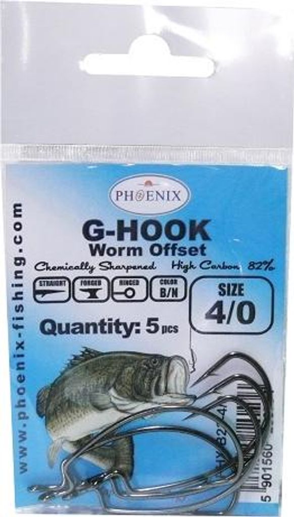OFFSET G-HAKEN - #4/0 - CHEMISCH GESCHÄRFT - PHX-B23-4/0 - 5 Stk.