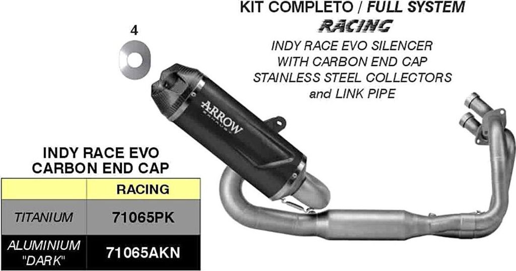 ARROW Racing Indy-Race Evo Komplettauspuff in dunklem Aluminium für Kawasaki Z 650