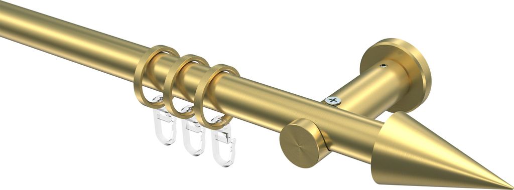 Interdeco Gardinenstange / Vorhangstange Messing-Optik, Typ Platon Savio (Kegel), 20 mm Ø 1-läufig, 100 cm