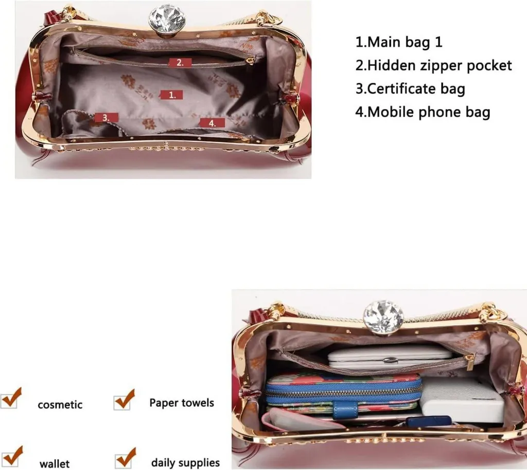 Borsa a Mano Rossa Coolives | Pelle Verniciata Elegante per Matrimoni - 6